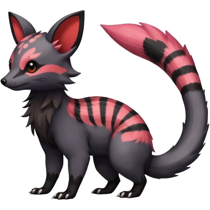  realistic cute epic aesthetic gothic colorful Salandit-Eevee-Civet-species-Fakemon-hybrid-creature, with markings, full body emoji