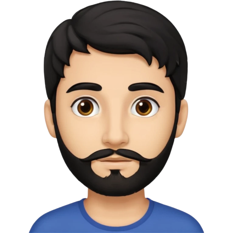 young fair skin Pakistani man with black beard wavy hair and thin brown eyes and thick eyebrows emoji