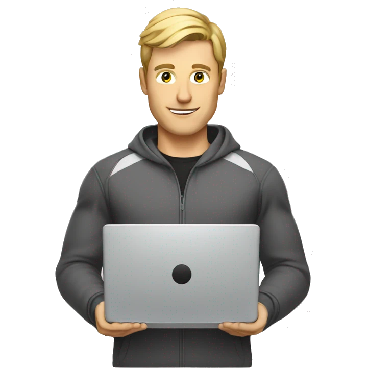 white male cybersportsman with laptop emoji