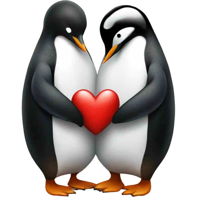 Penguin giving another penquin a heart emoji