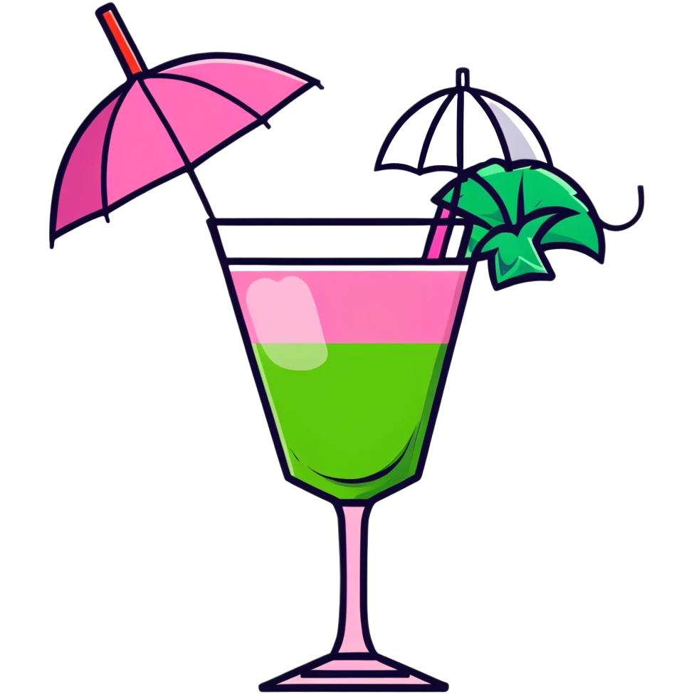 Pink tropical cocktail with umbrella garnish emoji