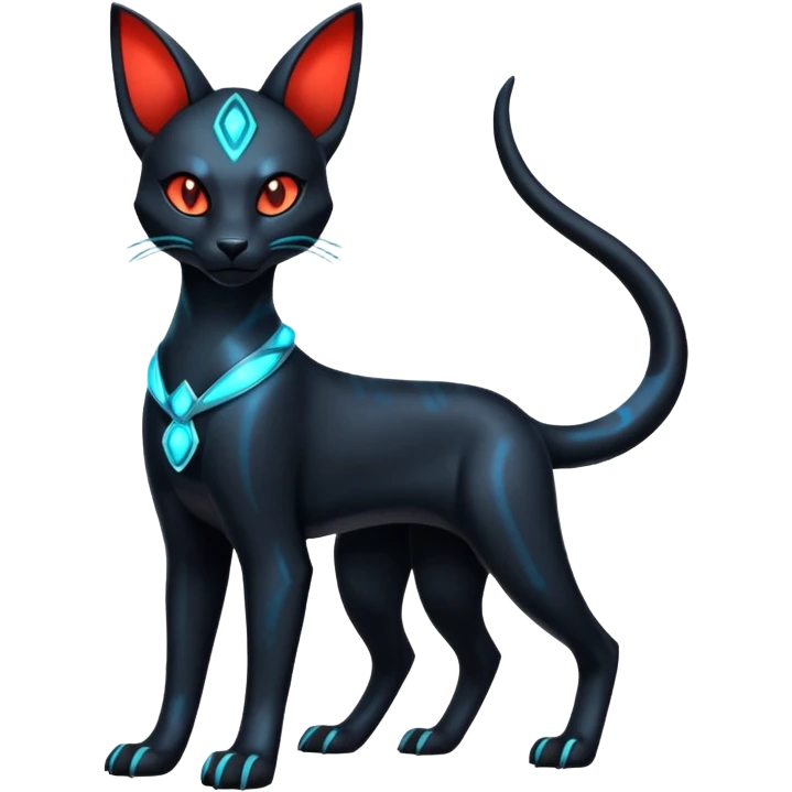 Futuristic Glowing shiny Bastet-Umbreon-Salandit-fusion (full body) emoji