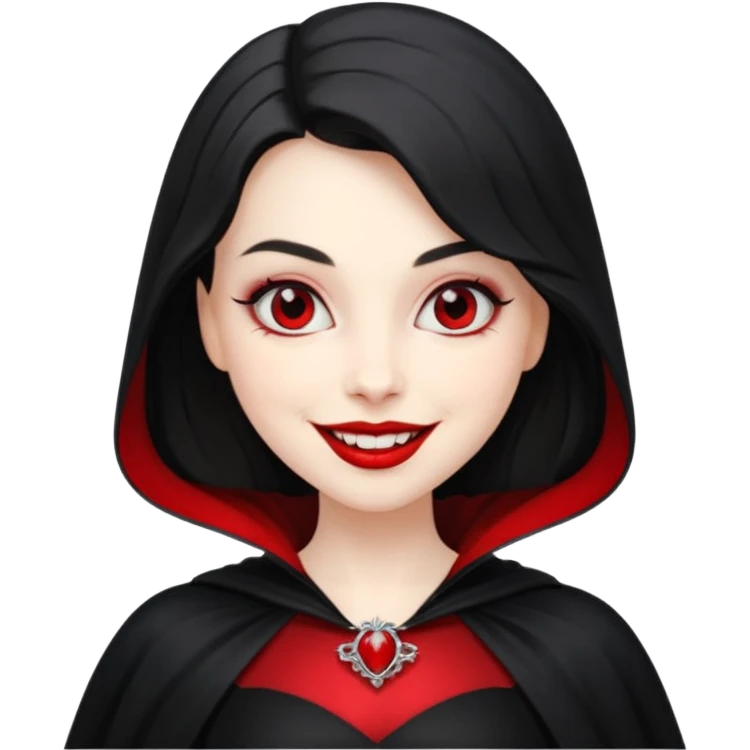 Vampire lady in black dress with cape, smile emoji