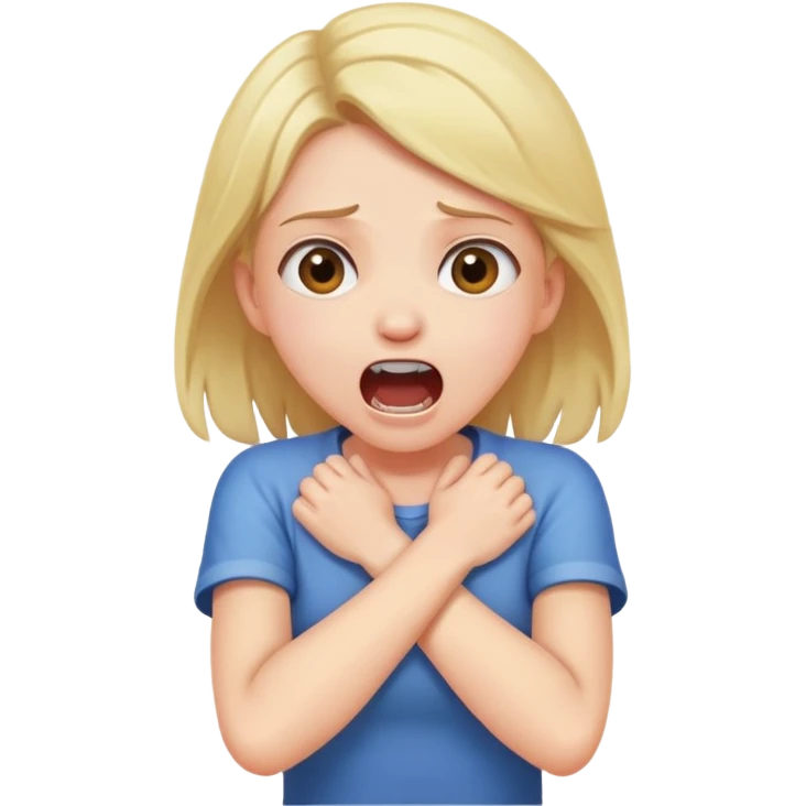 Screaming girl with arms crossed holding neck  emoji