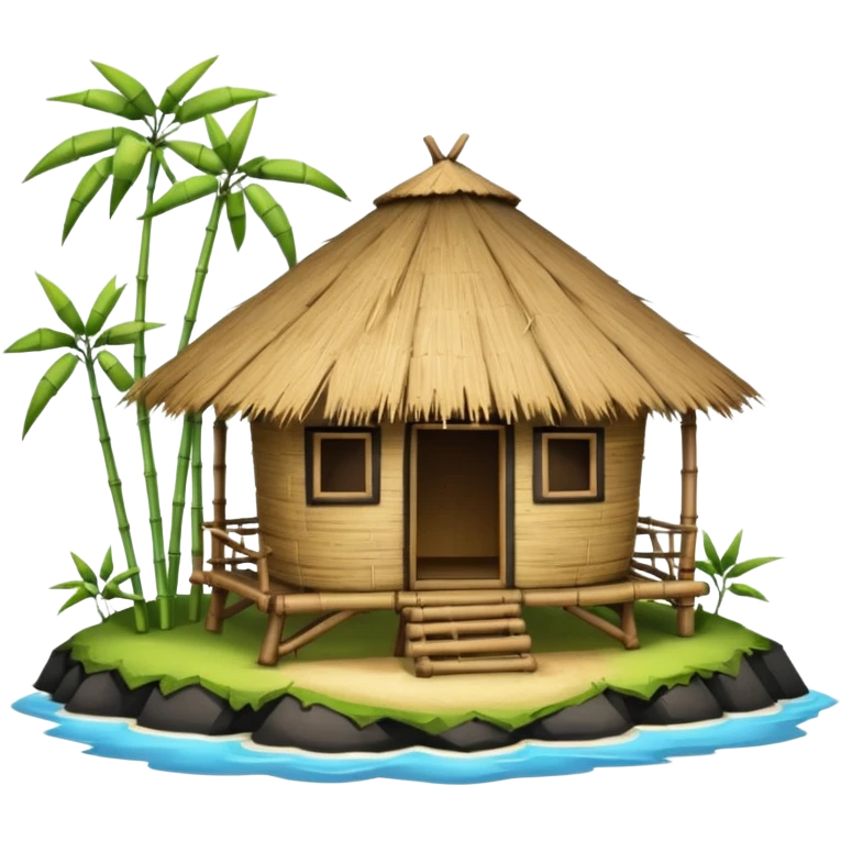 bamboo hut in Volcano Island emoji