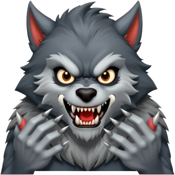 Create an emoji of Werewolf half bodied till waist sharp nails emoji