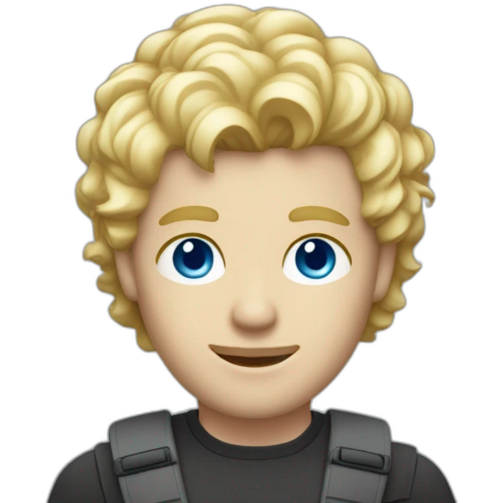blonde male with macbook, slightly curly hair and light facial hair blue eyes and undercut haircut emoji