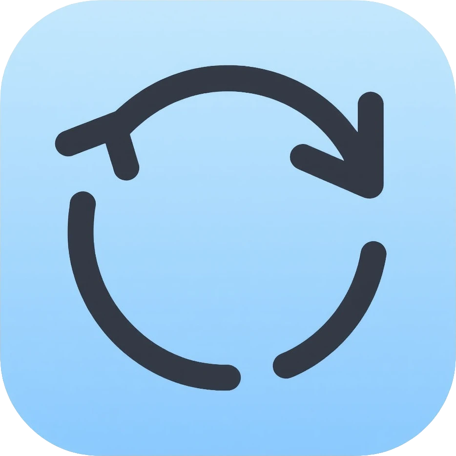 iOS style refresh icon with two anticlockwise circular arrows, clean minimal design, light blue color, rounded edges emoji