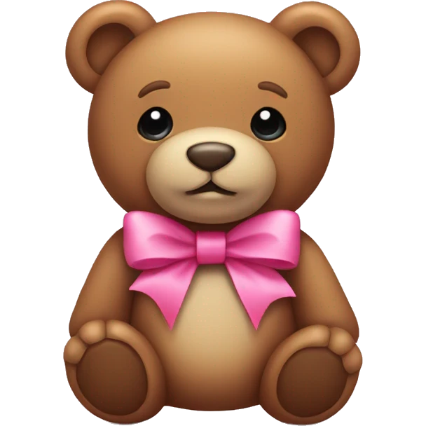 teddy bear with a pink bow around its neck emoji