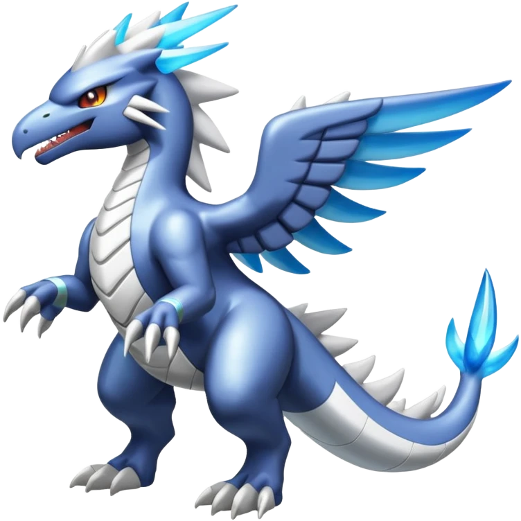 Shiny Glossy Alloy Shimmering Reshiram-Zekrom-Latios-Kyurem-Latios-hybrid-fusion, full body emoji