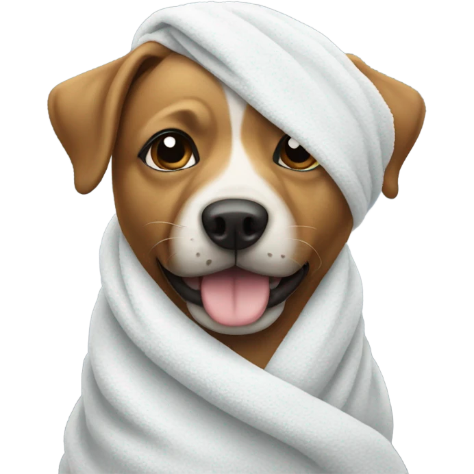 a dog with a towel on head emoji