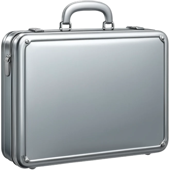 A luxury briefcase emoji made of polished silver chrome, smooth rectangular shape, metallic reflections, minimal high-end design, swag business aesthetic, iOS emoji style, centered, clean white background
 emoji