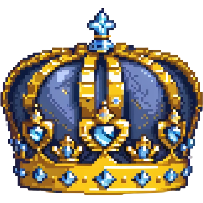 A navy blue king's crown with diamond gems and gold accents emoji
