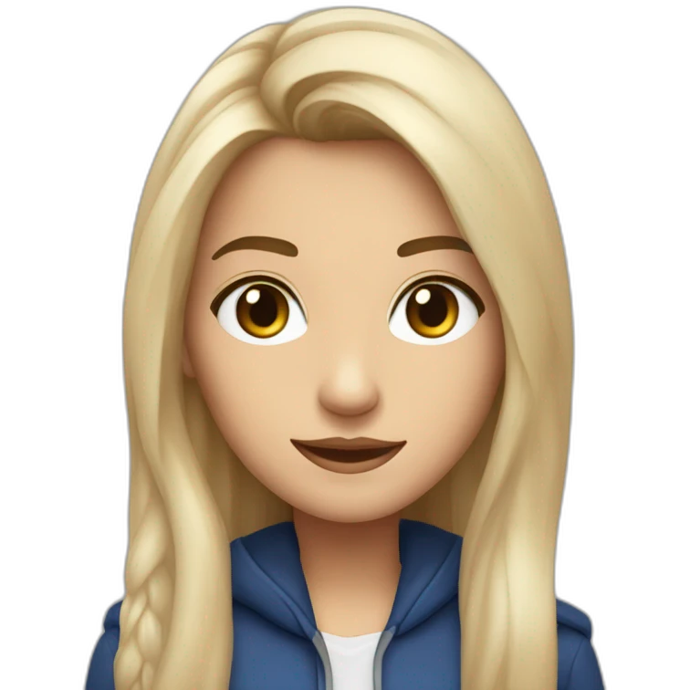 joven rubia con ojos grises y pelo largo a punto de entrar en la tardis emoji
