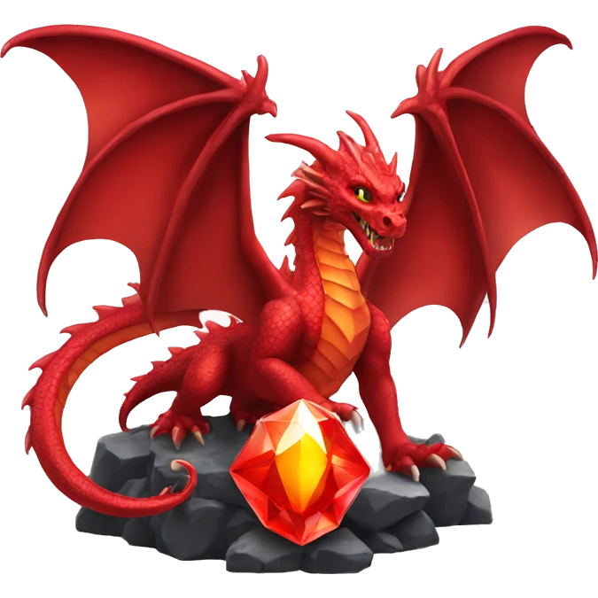 Red dragon guarding red crystal emoji