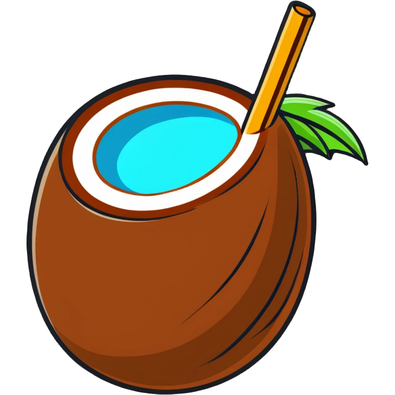 cut open coconut drink with straw emoji