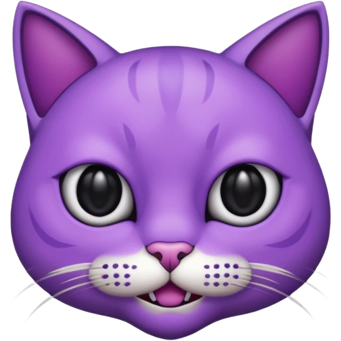 Scary purple cat fully black eye and mouth emoji