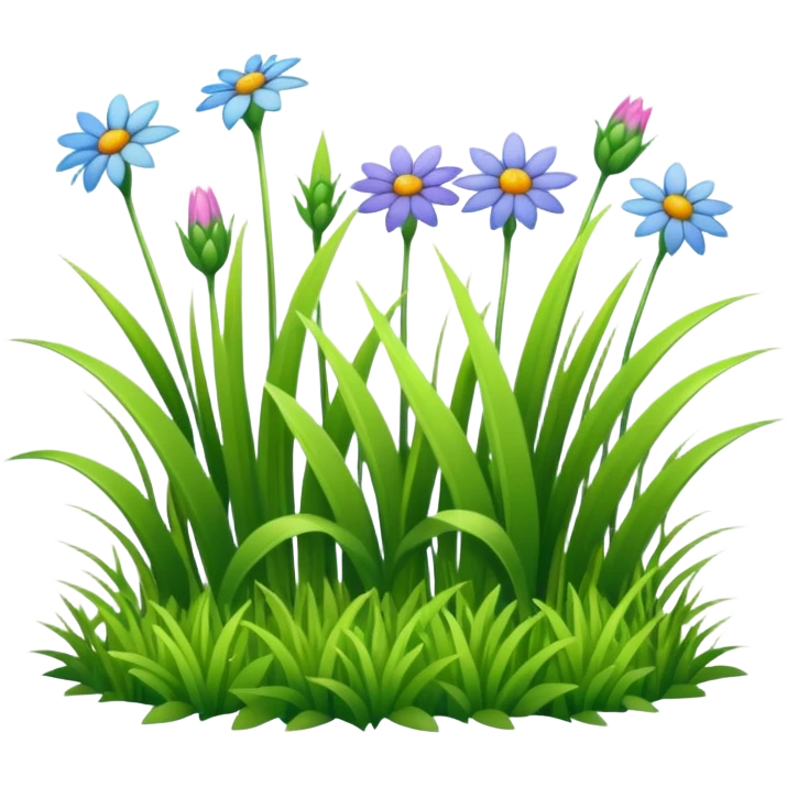 a patch of green grass with a few wildflowers emoji emoji