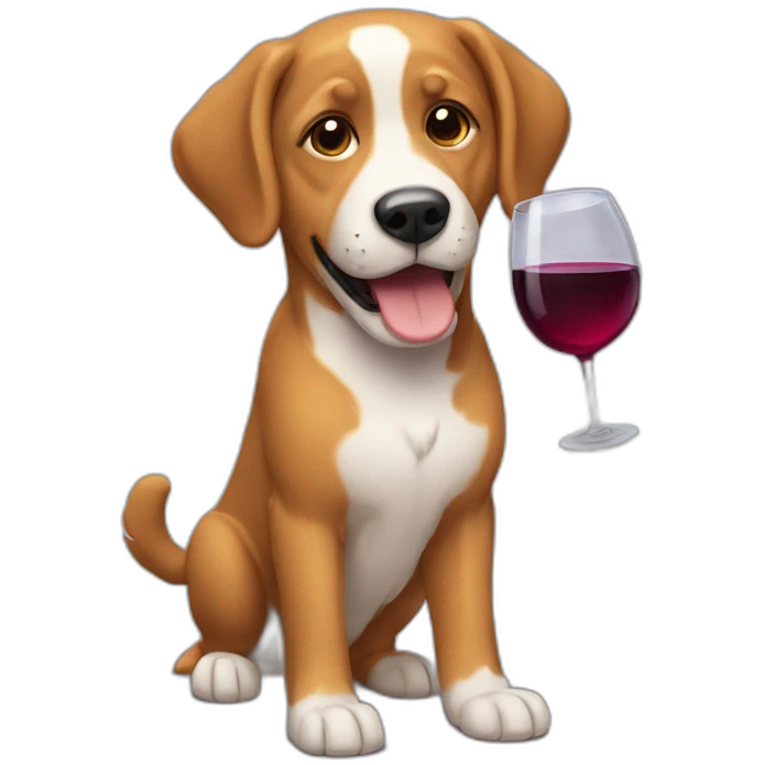 Un chien qui boit du vin emoji