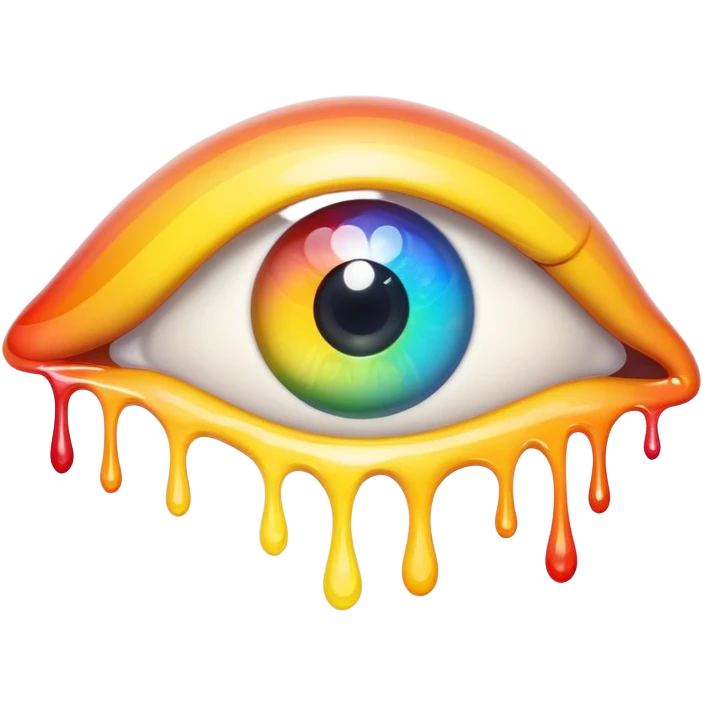melted surreal cartoon rainbow eye emoji