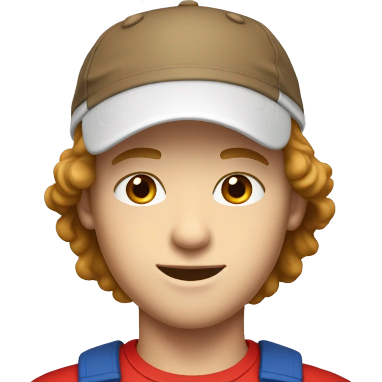 young white male with brown hair, blue eyes, wearing a red MAGA hat emoji