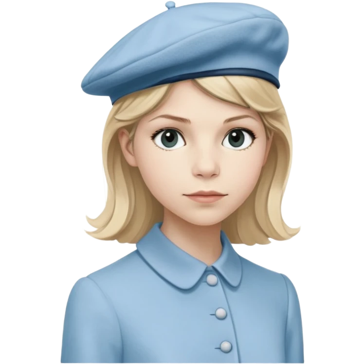 Clemence Poesy is Fleur Delacour in harry potter, light blue dress, light blue classic French beret – soft, round, and slightly tilted to one side. emoji