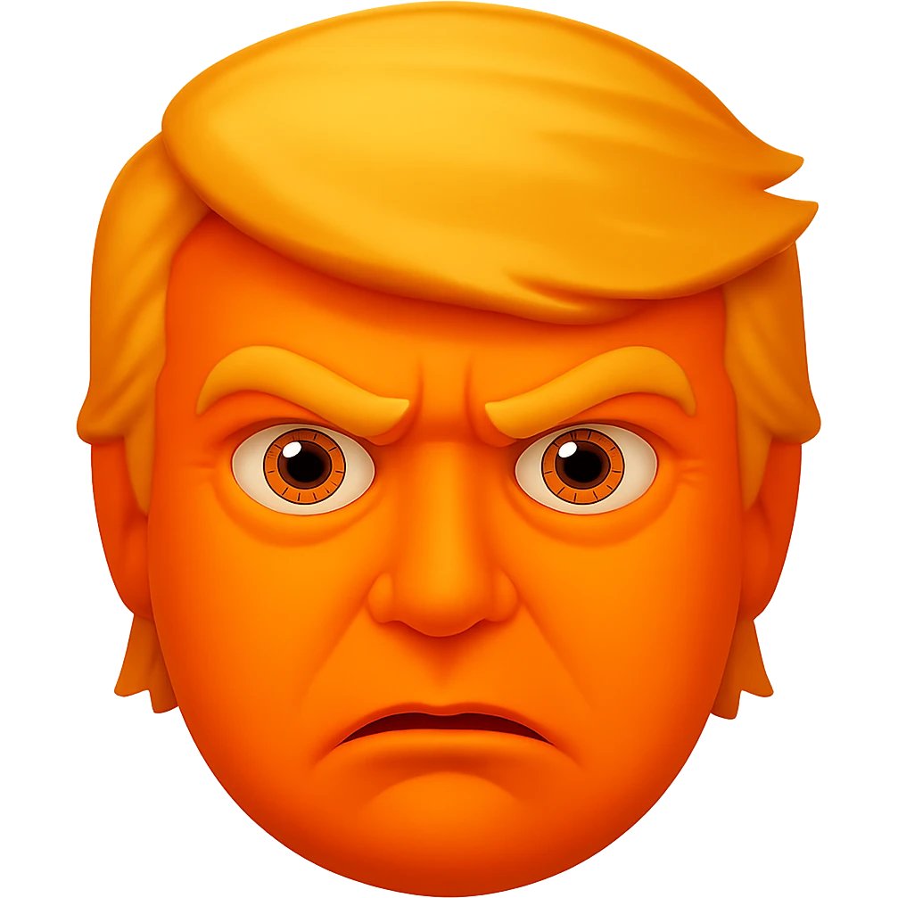 Make the face even more orange, keep the evil expression, in the style of emoji. Remove the background. emoji