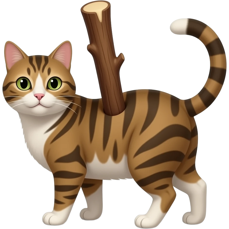 Big stick stuck in cats butt emoji