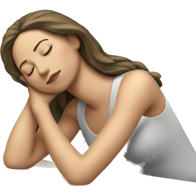 White woman sleeping on the Desk table emoji