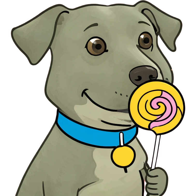 Dog holding a lollipop  emoji