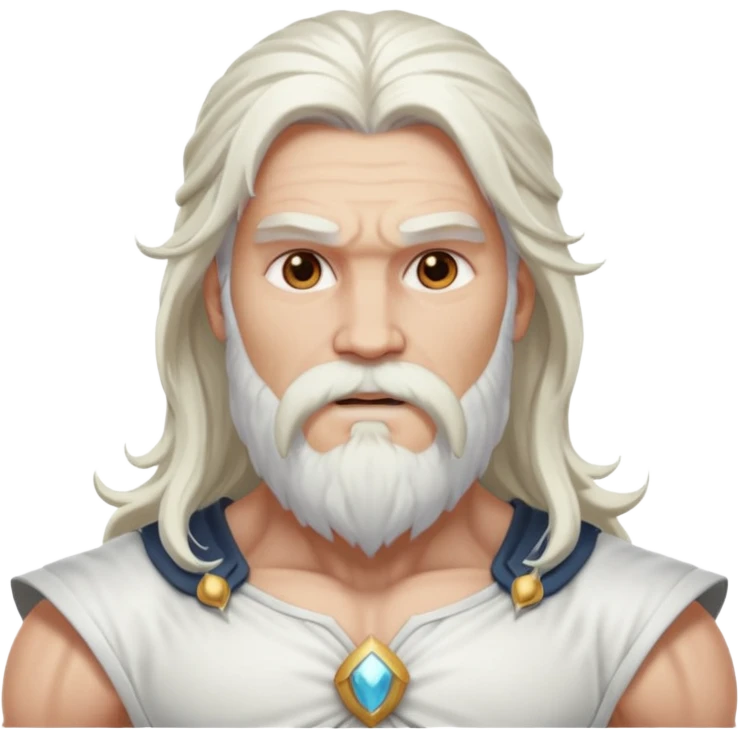 Jupiter, God of Thunder from Gods and Goddesses with long white hair and beard, white outfit emoji