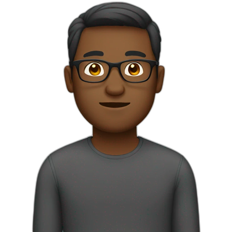brown guy with rectangular specs, mid size body emoji