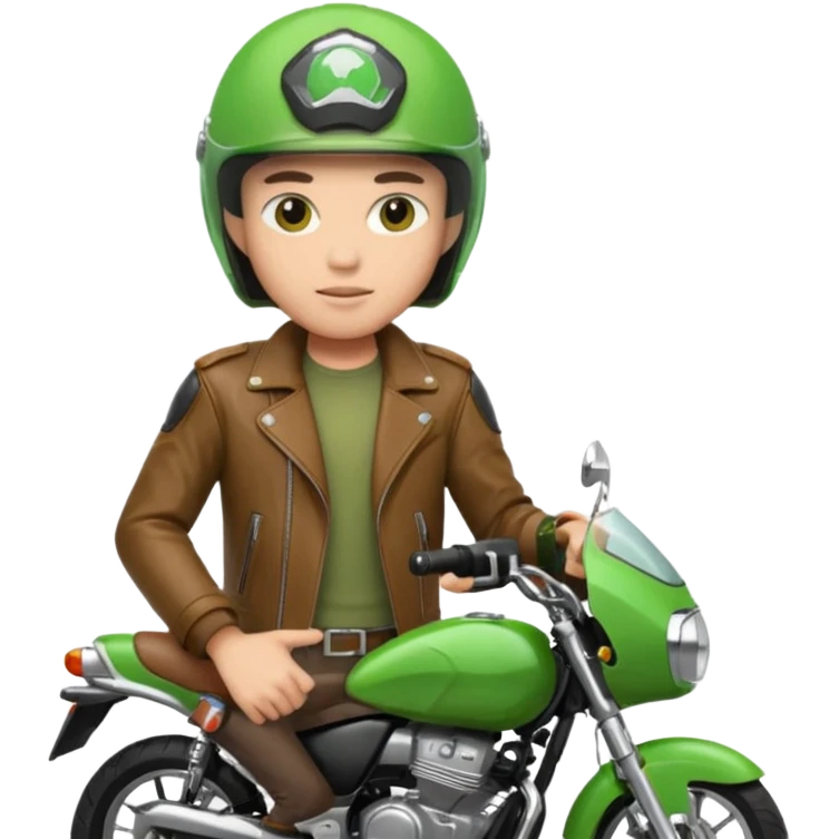 ojek online driver, using motorbike, the helmet is green emoji