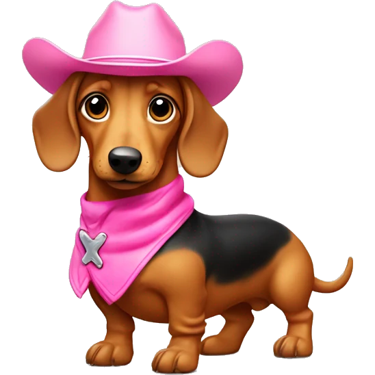 Full body blonde sausage dog wearing pink cowboyboots  emoji