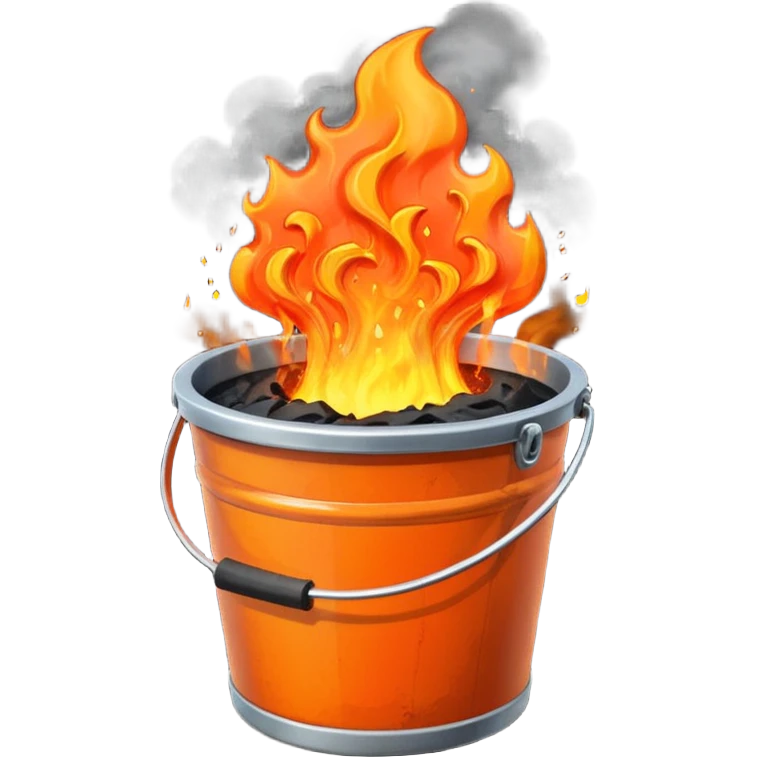 bucket with lava and rising smoke emoji