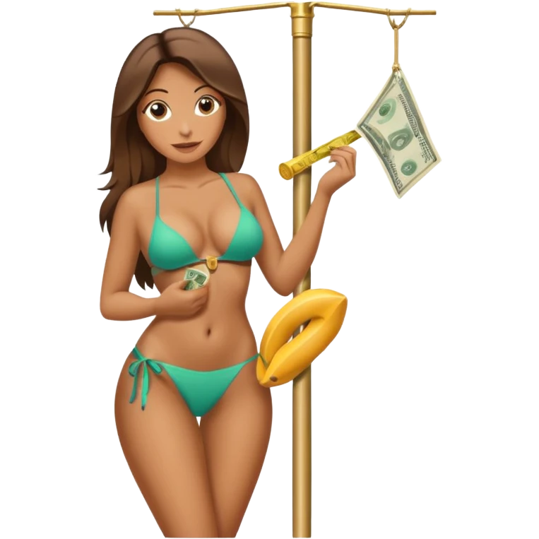 A stripper on a stripping pole with money emoji