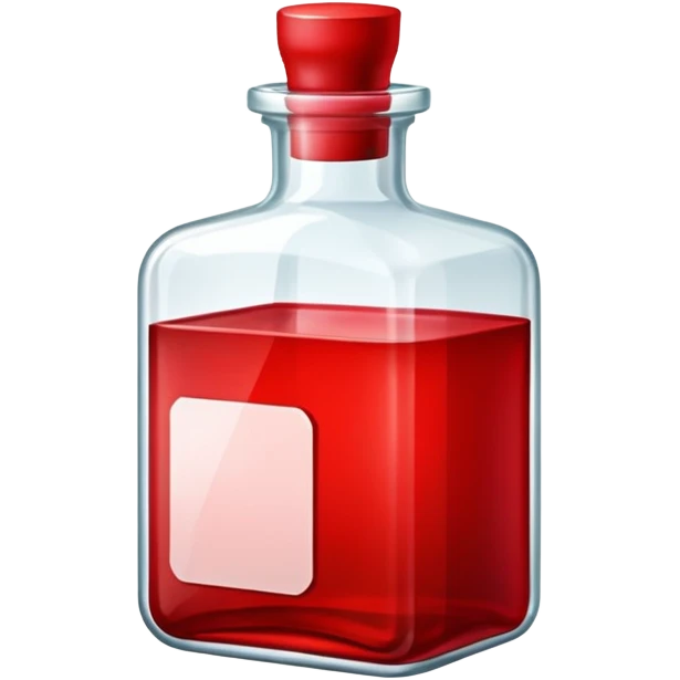 dnd item icon, red health potion squared shape bottle. emoji