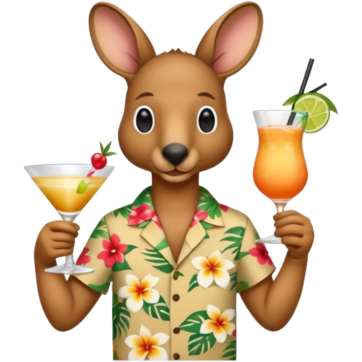 Kangaroo with Hawaii shirt and coctail emoji