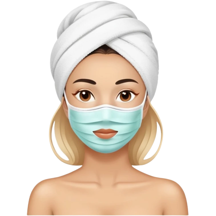 Lady with face mask spa beauty full face relaxing emoji