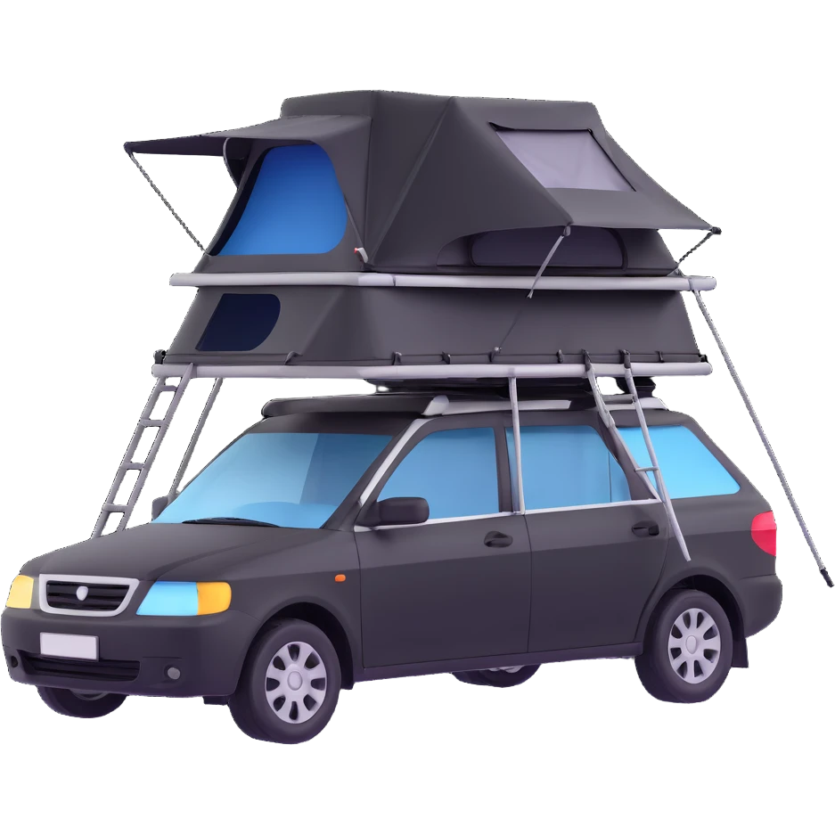 black car with roof tent emoji