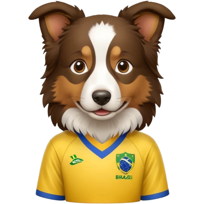 Border collie marrom usando camisa do brasil emoji