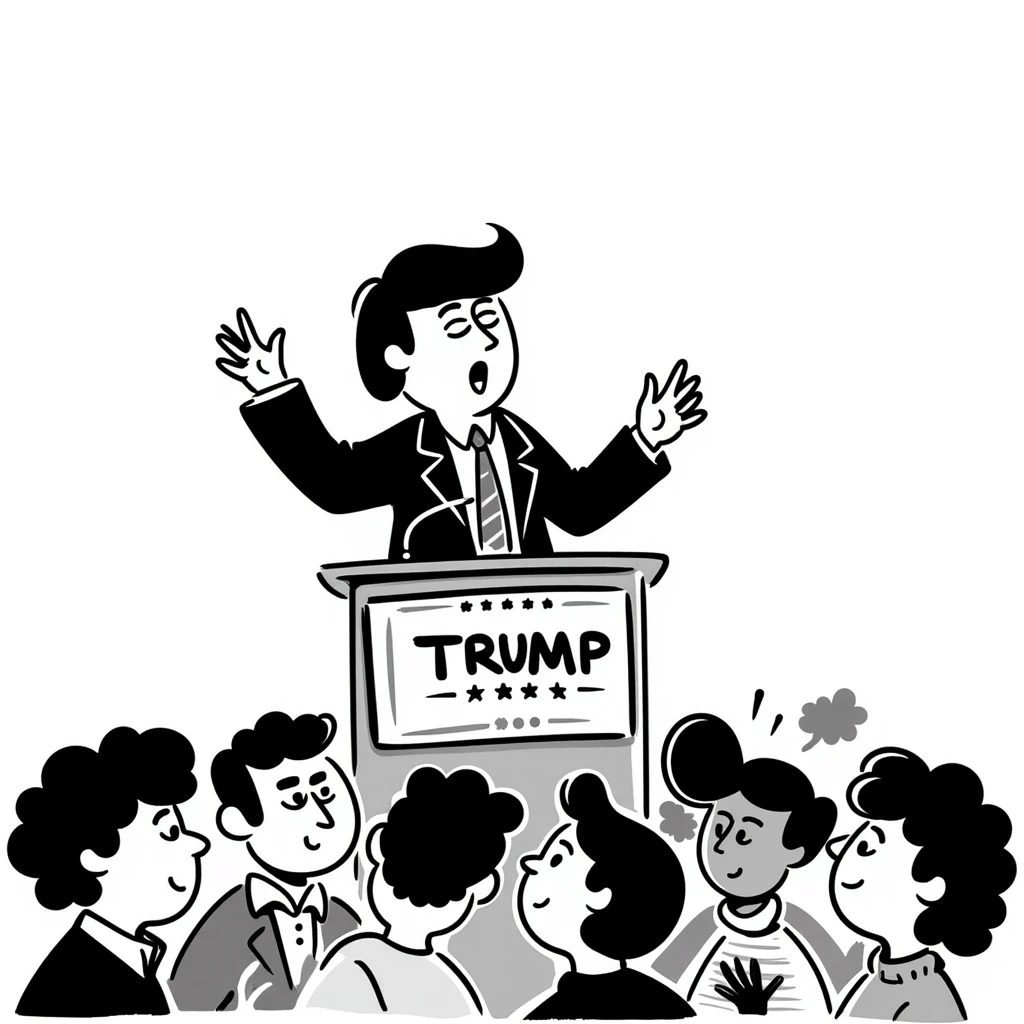 Donald Trump speaking at a rally emoji