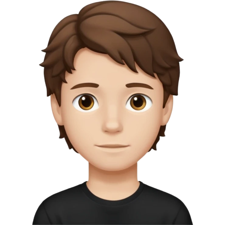 Menino de 15 anos de cabelo ondulado e roupa preta  emoji