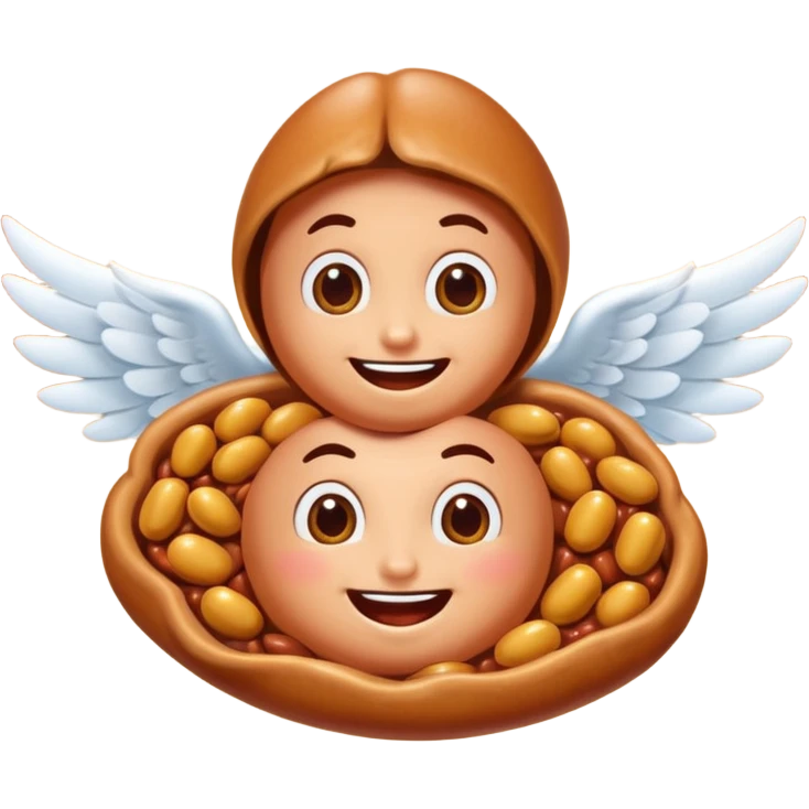 Make flying baked bean faces with wings  emoji