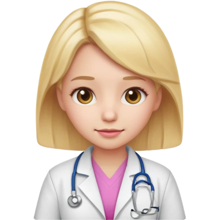 A cute emoji-style girl doctor with light blonde hair and pink medical wear emoji