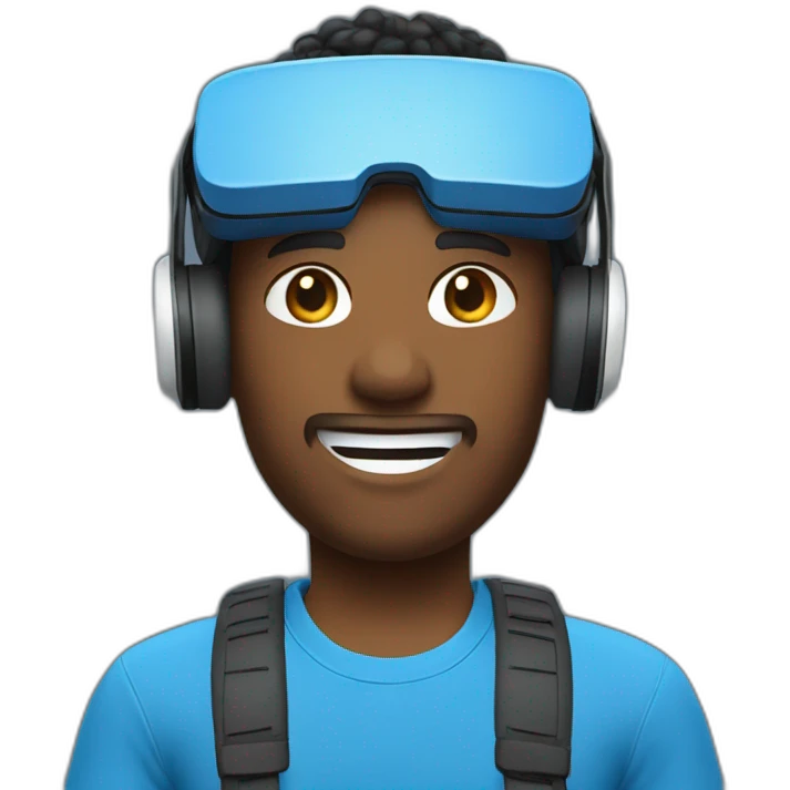 Virtual Reality players (the gays was white) with blue t-shirt emoji