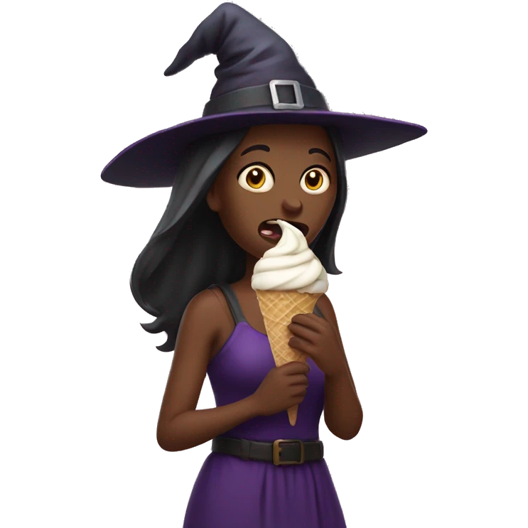 witch eating ice cream in desert emoji