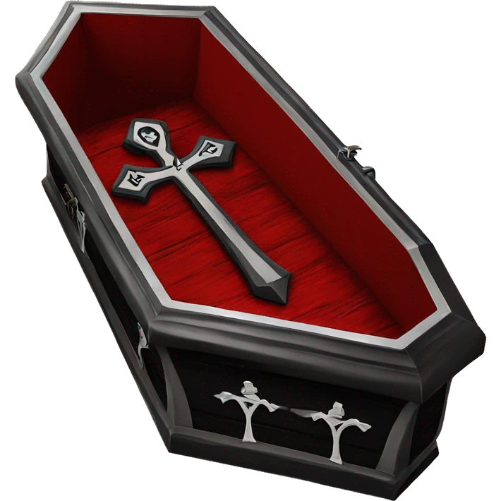 Red and black Gothic coffin with a ankh ￼ emoji