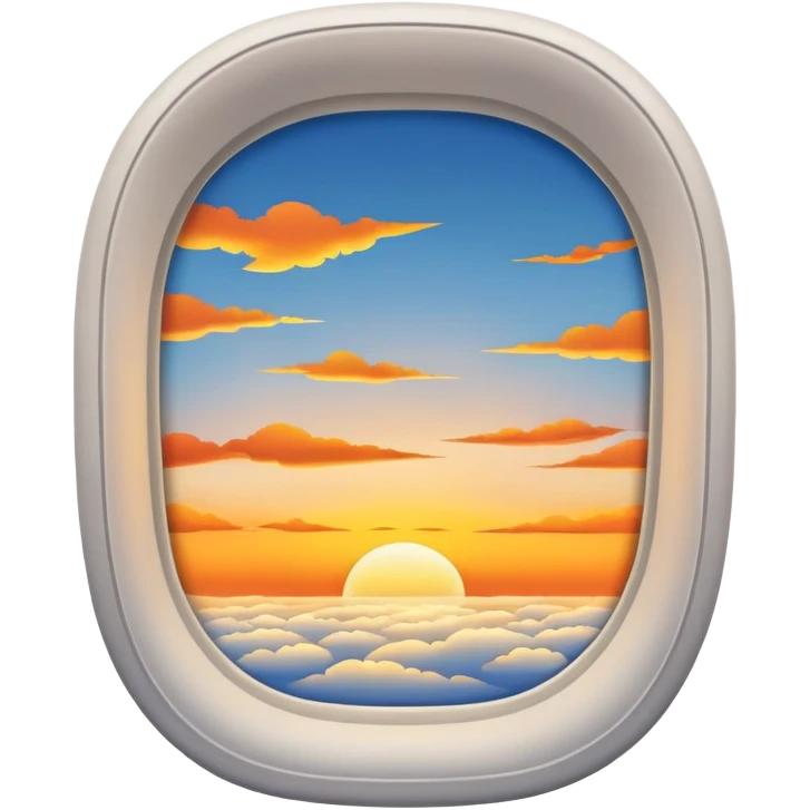 airplane window with a sunset emoji