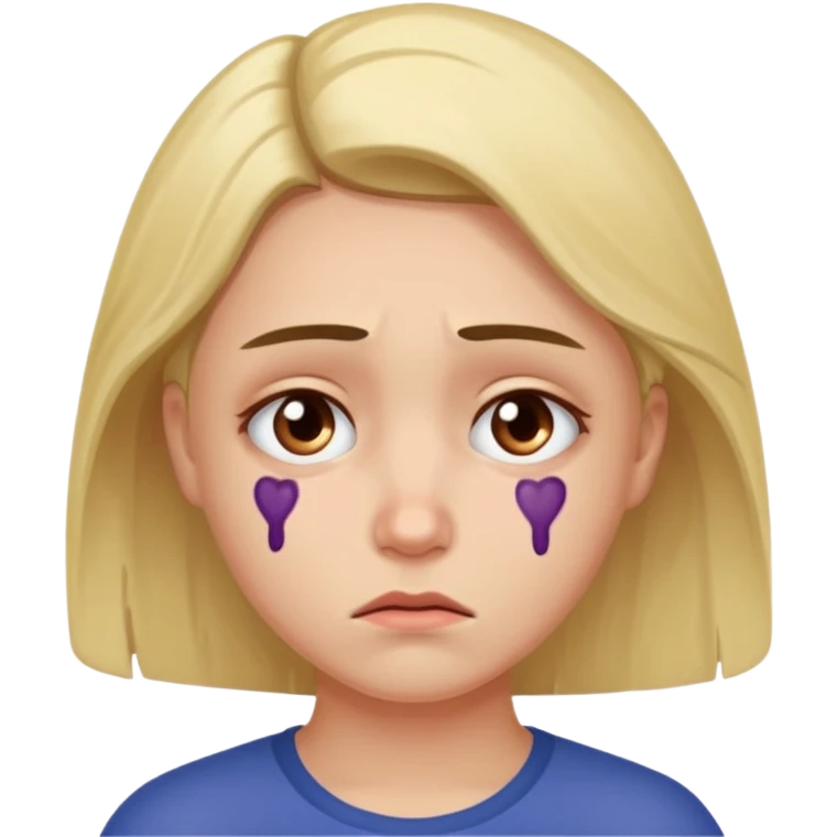 sad emoji with bruise under eye emoji
